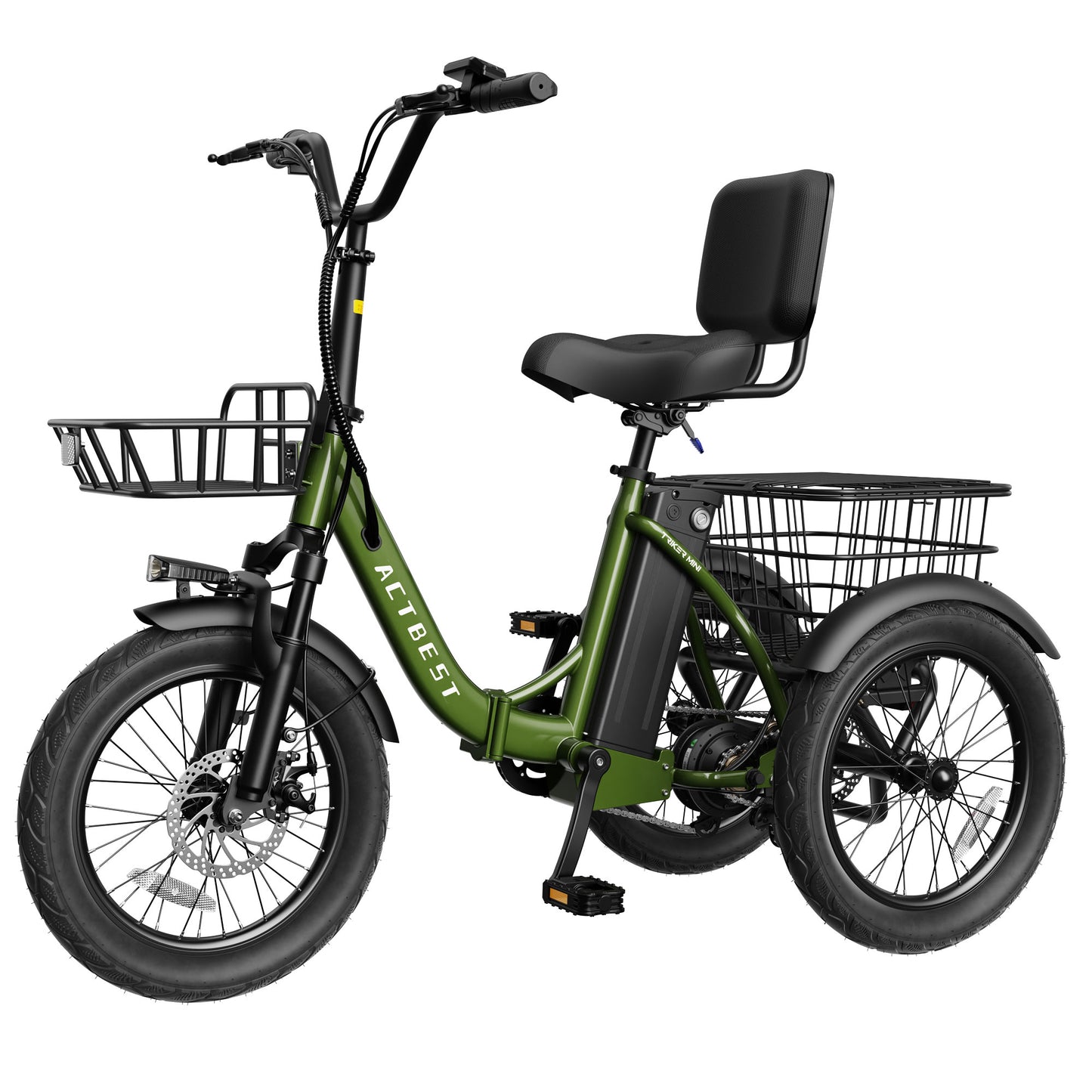 AT57 Electric Tricycle for Adults, 18"x3.0" Fat Tire 3-Wheel Electric Bike
