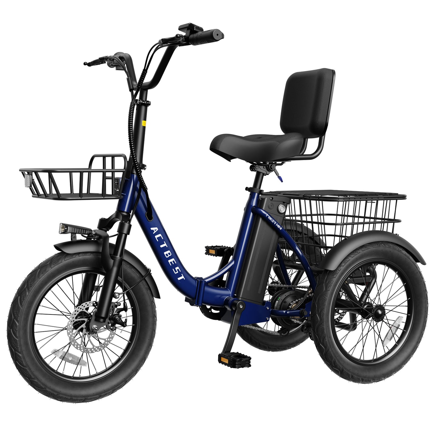 AT57 Electric Tricycle for Adults, 18"x3.0" Fat Tire 3-Wheel Electric Bike