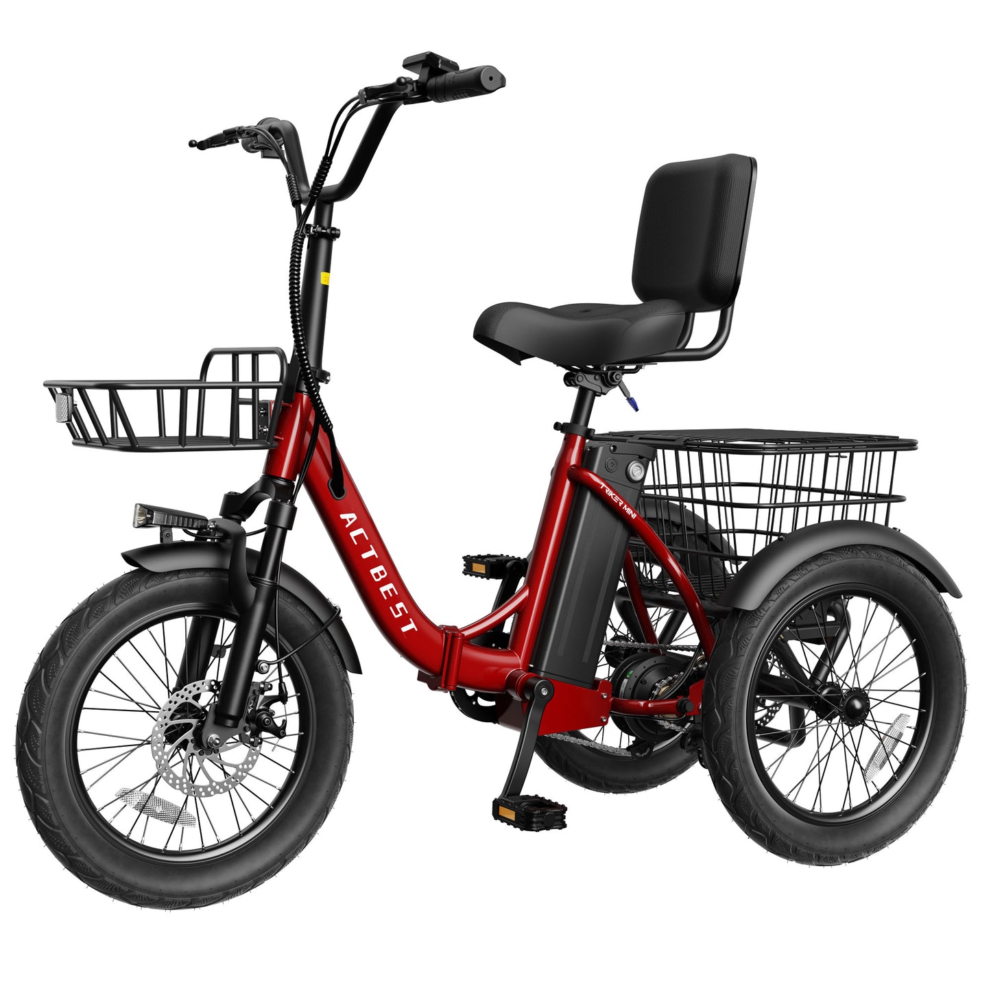 AT57 Electric Tricycle for Adults, 18"x3.0" Fat Tire 3-Wheel Electric Bike