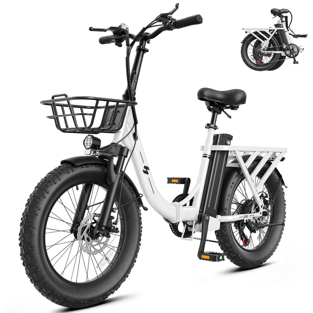 HP28 Hopepeak Z10 Folding Electric Bike for Adults, 500W Motor 28 MPH, 48V 13.5Ah Removable Battery, 20" Fat Tire Foldable EBike with 7-Speed