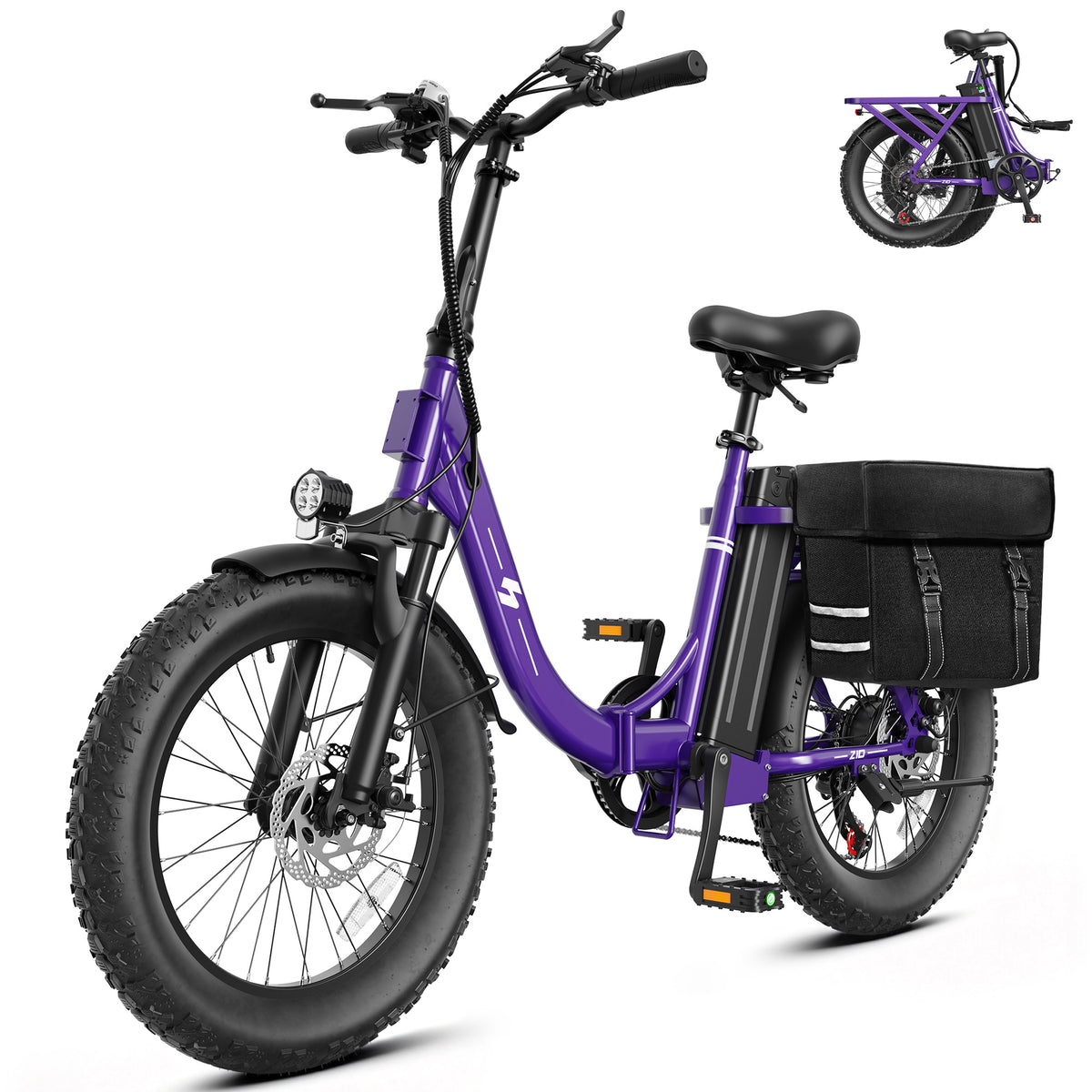 HP28 Hopepeak Z10 Folding Electric Bike for Adults, 500W Motor 28 MPH, 48V 13.5Ah Removable Battery, 20" Fat Tire Foldable EBike with 7-Speed