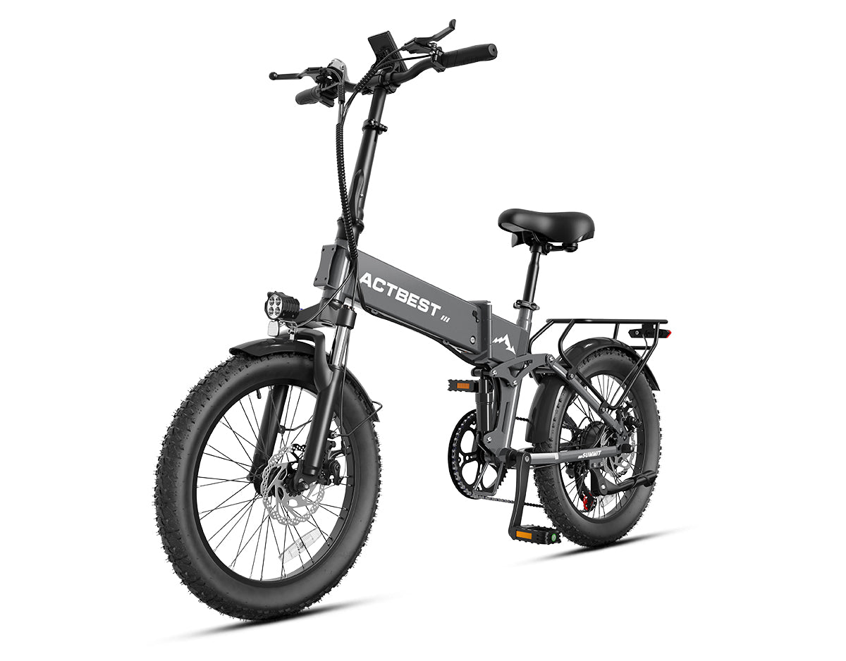 AA AT60-1   Actbest Summit Folding Electric Bike for Adults, 20" Fat Tires Ebike, 500W Motor, 48V 12AH, 7 Speed Electric Bicycle, 25MPH, Dual Suspension