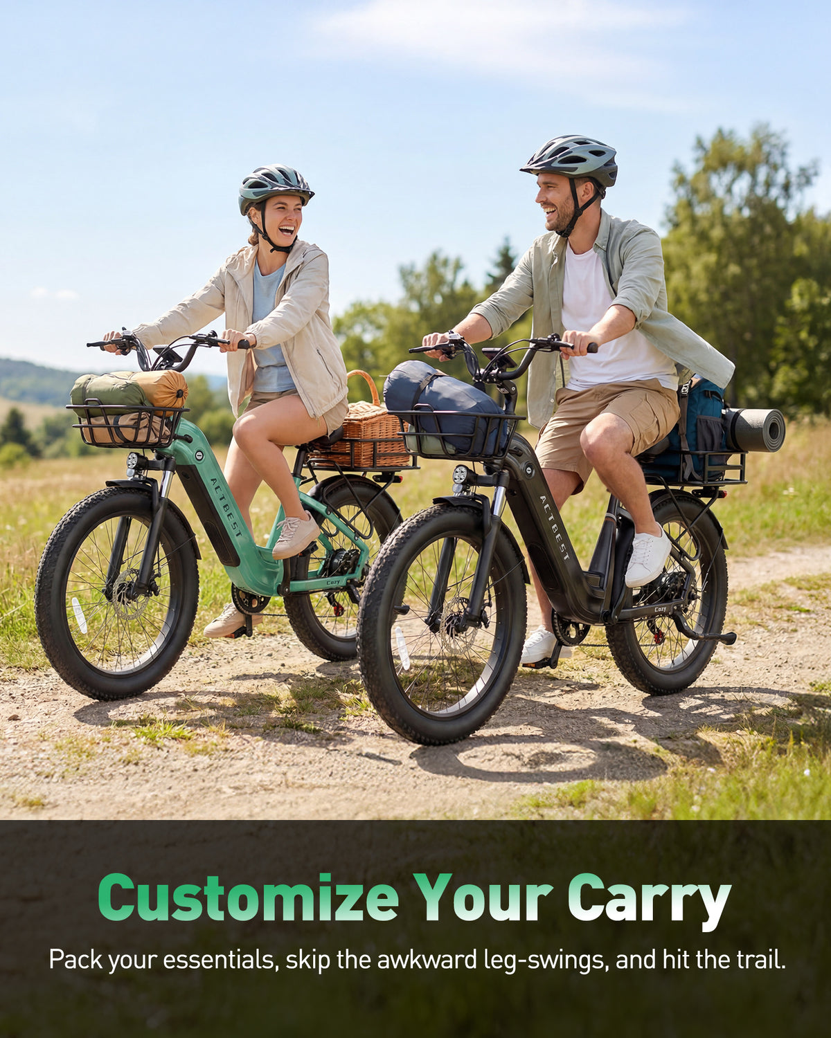 AA AT21 Actbest Cozy Electric Bike for Adults, 750W Motor 48V 15.6AH Removable Battery,7 Speed,Front Suspension, Wide Saddle, 24"x3.0" Fat Tire E-Mountain Bicycle, APP Control