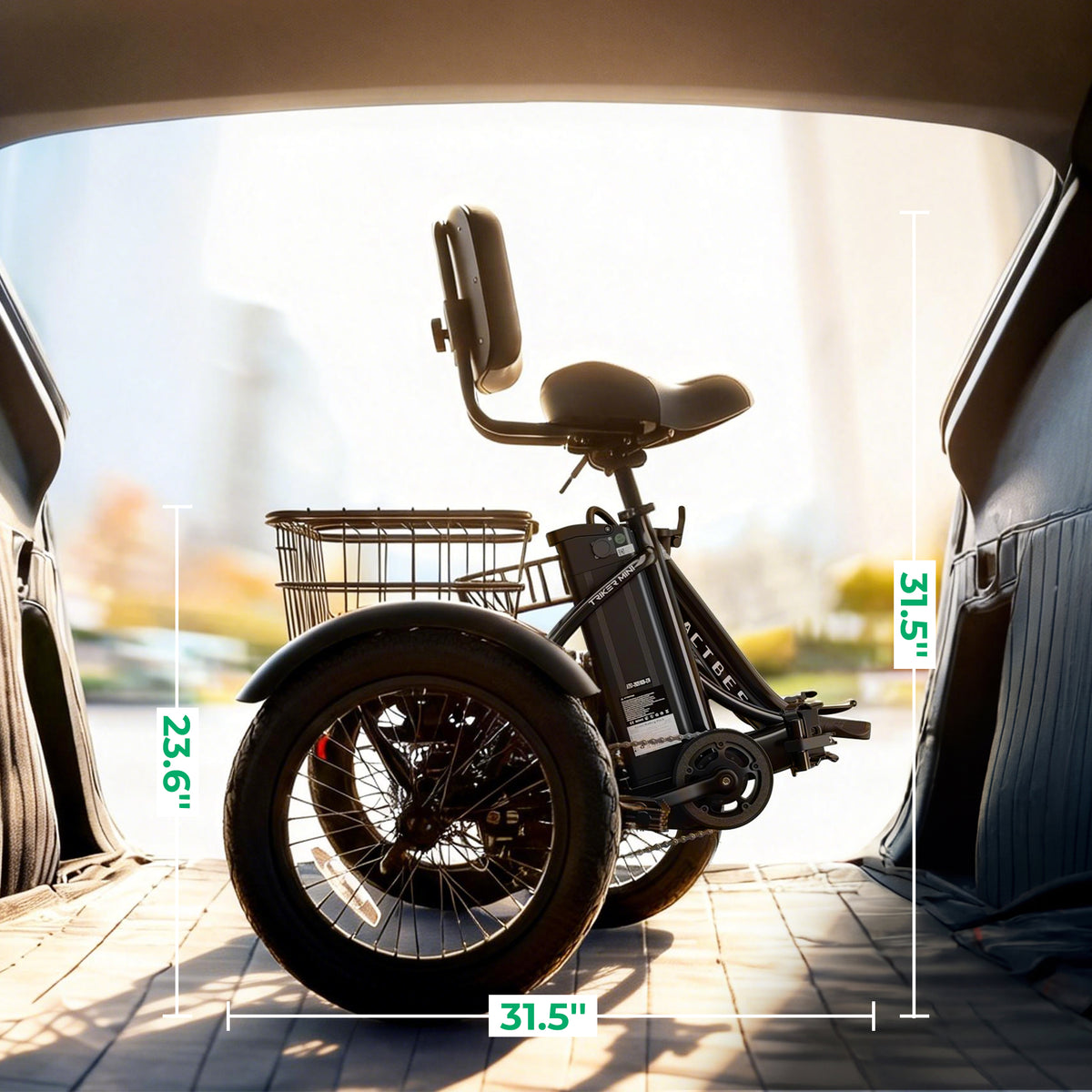 AA AT57 ACTBEST Electric Tricycle for Adults, 18"x3.0" Fat Tire 3-Wheel Electric Bike, 500W Motor 48V 10.4Ah Battery, Folding E-Trike Up to 18Mph