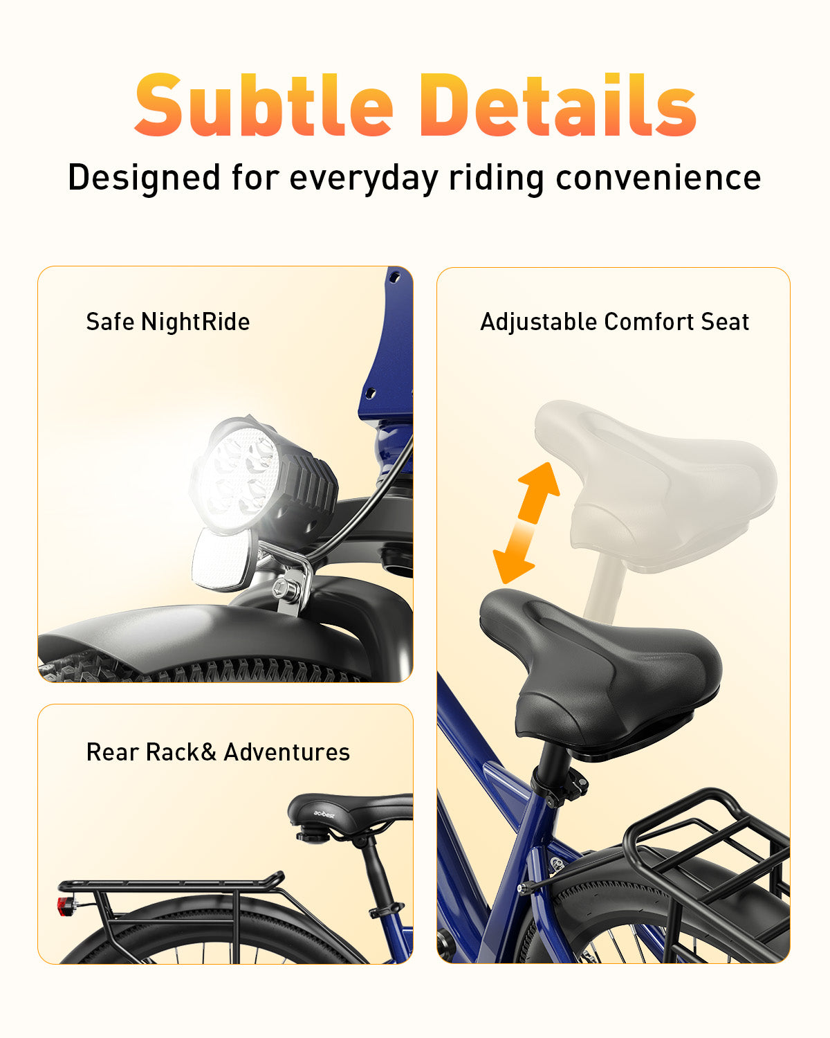AA AT4826 Actbest 26" Electric Bike for Adults, Peak 1200W, 500Wh Removable Battery, Torque Sensor Cruiser Ebike, Front Suspension,Lightweight Ebike, 7-Speed Electric Bicycles