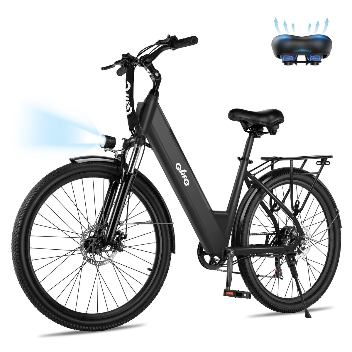 AA 16Plus-cs Actbest 26" Electric Bike for Woman, 500W Powerful Motor, 48V 7.8Ah Battery , 7-Speed, Front Suspension & LCD Display, Wide saddle suitable for women riders, Mountain EBike for Adults