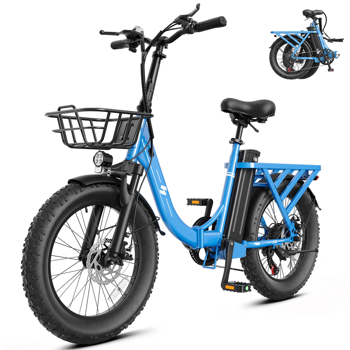 HP28 Hopepeak Z10 Folding Electric Bike for Adults, 500W Motor 28 MPH, 48V 13.5Ah Removable Battery, 20" Fat Tire Foldable EBike with 7-Speed
