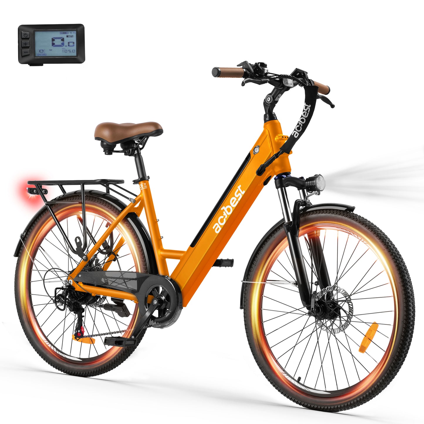 Actbest Electric Bike for Adults, 26" Step-Through Electric Bicycle with 36V 13Ah Removable Battery, 750W Peak Motor Electric Cruiser Bike with 22MPH, 7 Gears & Front Suspension (Blue)