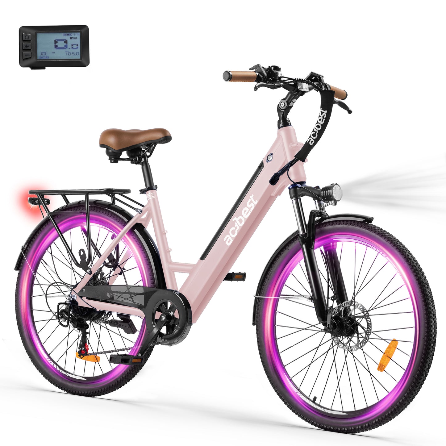Actbest Electric Bike for Adults, 26" Step-Through Electric Bicycle with 36V 13Ah Removable Battery, 750W Peak Motor Electric Cruiser Bike with 22MPH, 7 Gears & Front Suspension (Blue)