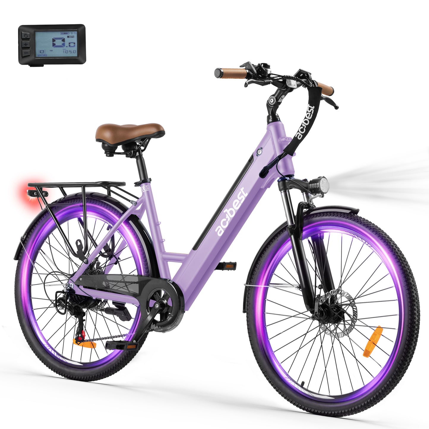Actbest Electric Bike for Adults, 26" Step-Through Electric Bicycle with 36V 13Ah Removable Battery, 750W Peak Motor Electric Cruiser Bike with 22MPH, 7 Gears & Front Suspension (Blue)