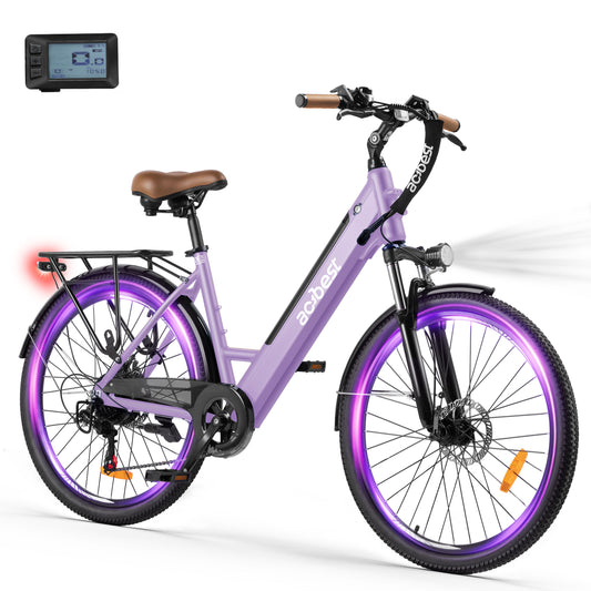 Actbest Electric Bike for Adults, 26" Step-Through Electric Bicycle with 36V 13Ah Removable Battery, 750W Peak Motor Electric Cruiser Bike with 22MPH, 7 Gears & Front Suspension (Blue)