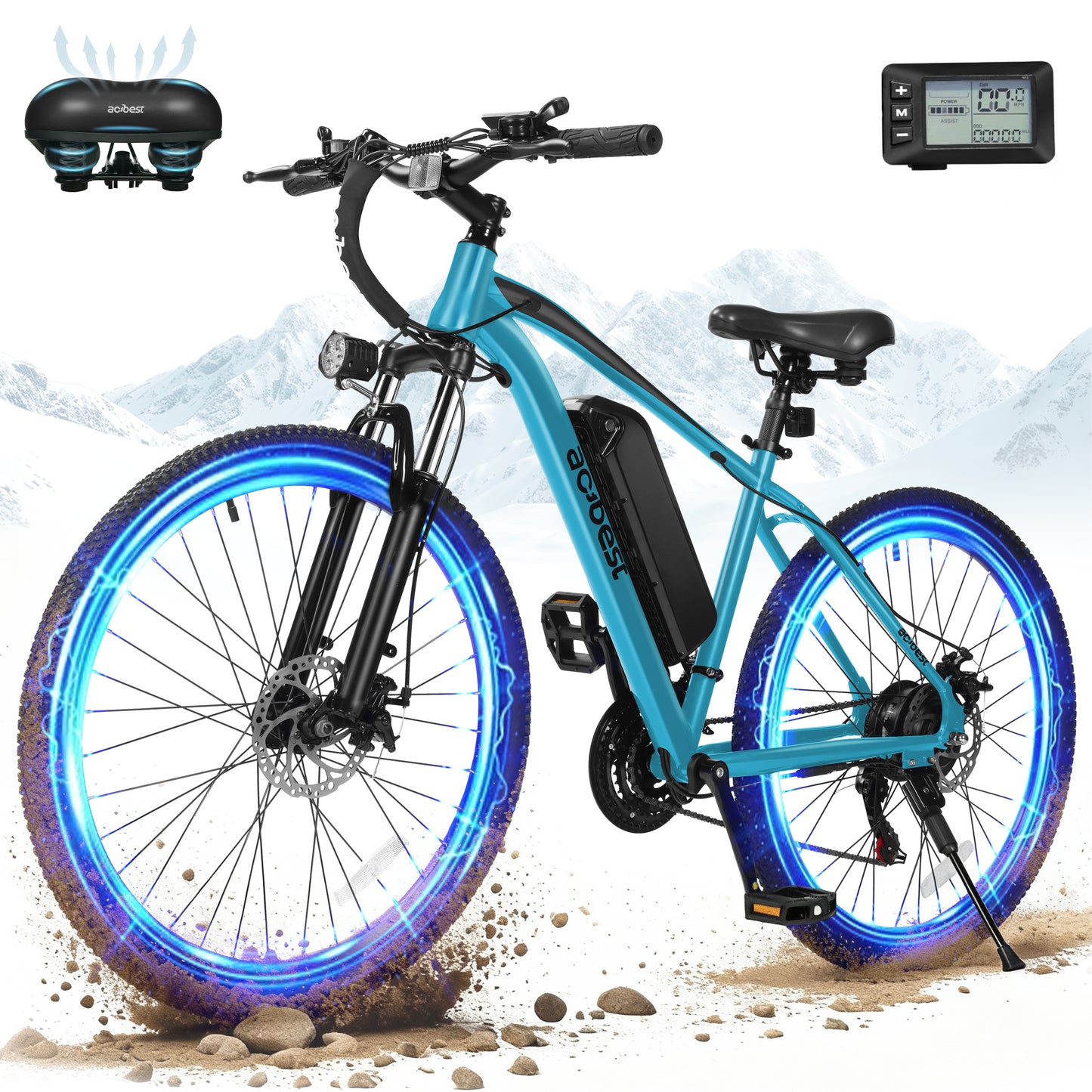 Actbest Electric Bike for Adults, 1200W Peak Mountain Ebike, 27.5" Adult Electric Bicycle with 48V Removable Battery, 21 Speed, Purple