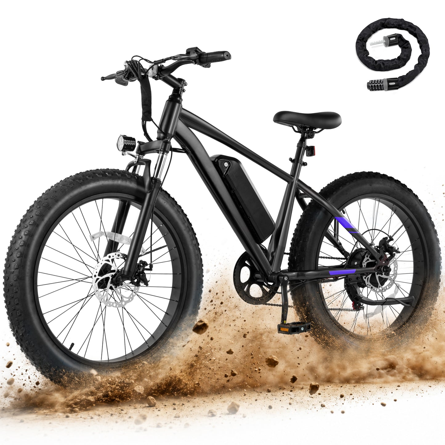 Hopepeak EB13 26" Fat Tire Electric Bike, Peak 1500W Motor 48V 13Ah Adult eBike Up to 28MPH Electric Bicycle, 4.0 Fat Tire Electric Mountain Bike, 7-Speed, Removable Battery
