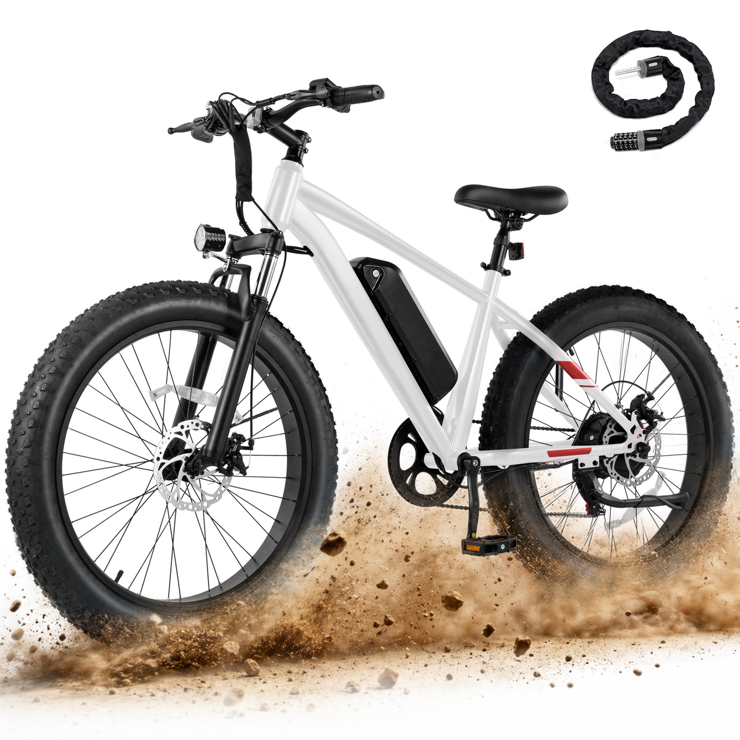 Hopepeak EB13 26" Fat Tire Electric Bike, Peak 1500W Motor 48V 13Ah Adult eBike Up to 28MPH Electric Bicycle, 4.0 Fat Tire Electric Mountain Bike, 7-Speed, Removable Battery