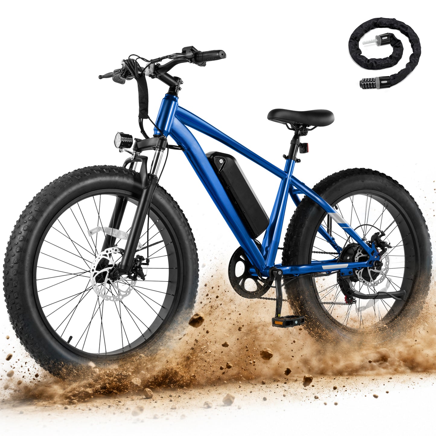Hopepeak EB13 26" Fat Tire Electric Bike, Peak 1500W Motor 48V 13Ah Adult eBike Up to 28MPH Electric Bicycle, 4.0 Fat Tire Electric Mountain Bike, 7-Speed, Removable Battery