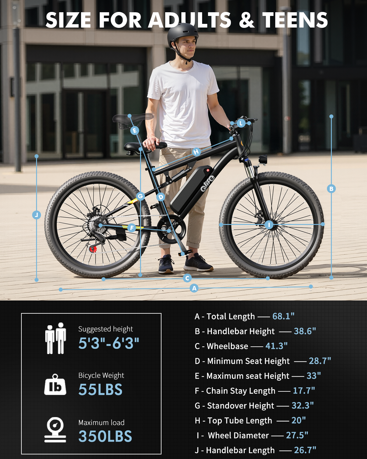 Hopepeak EB20-27.5F Racer Ultra Step-Over Full-Suspension Mountain eBike for Adults