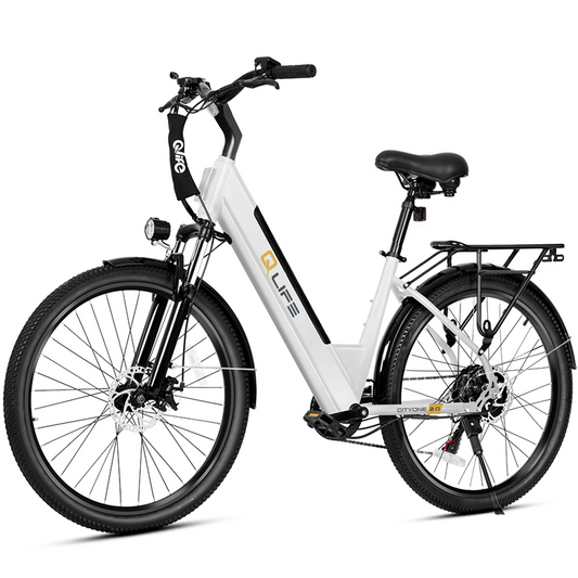 EB30 Qlife Cityone 2.0 Electric Bike for Adults,48V 10.4Ah 500W Hub Motor, 28 MPH Max Speed,26" Ebike,7-Speed Electric Bicycle with Front Suspension