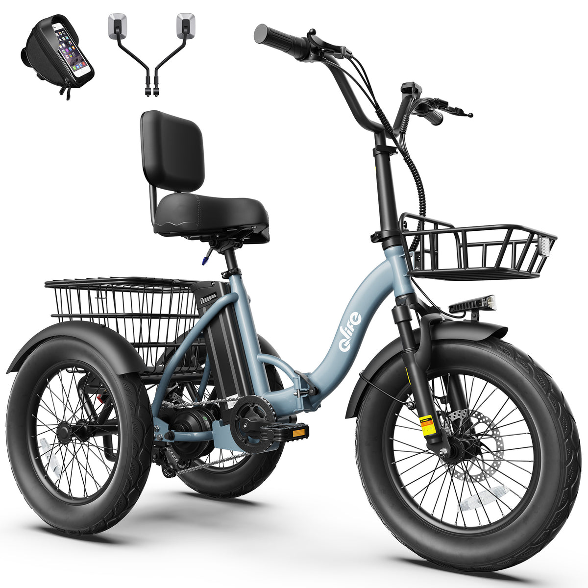 Hopepeak EB58Plus Triker 2.0 Folding 3 Wheel Electric Tricycle for Adults