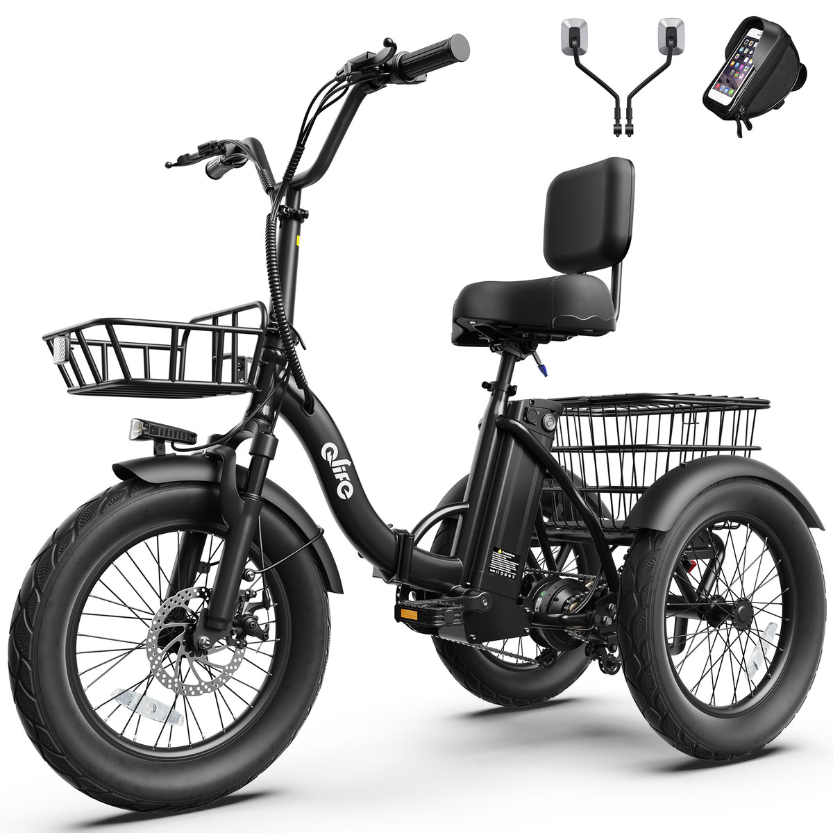 AA EB58Plus  Actbest Electric Tricycle for Adults, 18" Folding Electric Trike, 700W Motor 48V 10.4AH Etrike, 18MPH Up to 55 Miles 3-Wheel Electric Bike