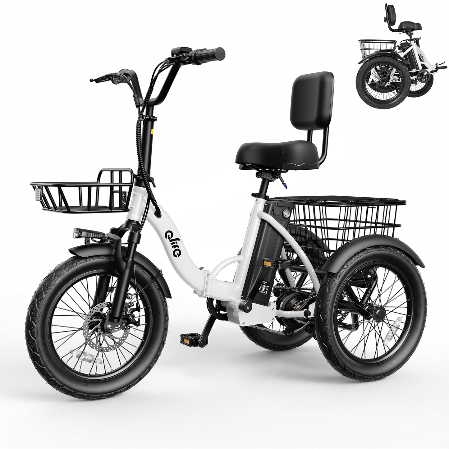 Actbest Electric Tricycle for Adults, 18" Folding Electric Trike, Peak 1200W Motor 48V 10.4AH Etrike, 18MPH Up to 50 Miles 3-Wheel Electric Bike
