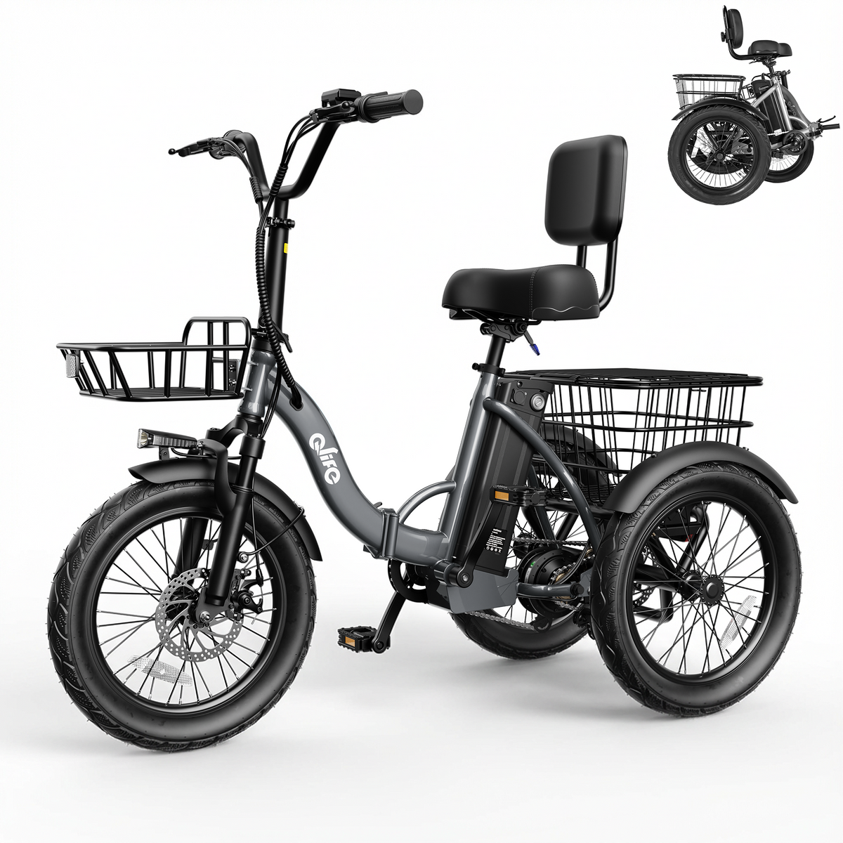 AA EB58Plus  Actbest Electric Tricycle for Adults, 18" Folding Electric Trike, 700W Motor 48V 10.4AH Etrike, 18MPH Up to 55 Miles 3-Wheel Electric Bike