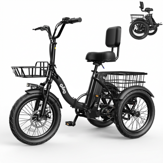 Actbest Electric Tricycle for Adults, 18" Folding Electric Trike, Peak 1200W Motor 48V 10.4AH Etrike, 18MPH Up to 50 Miles 3-Wheel Electric Bike