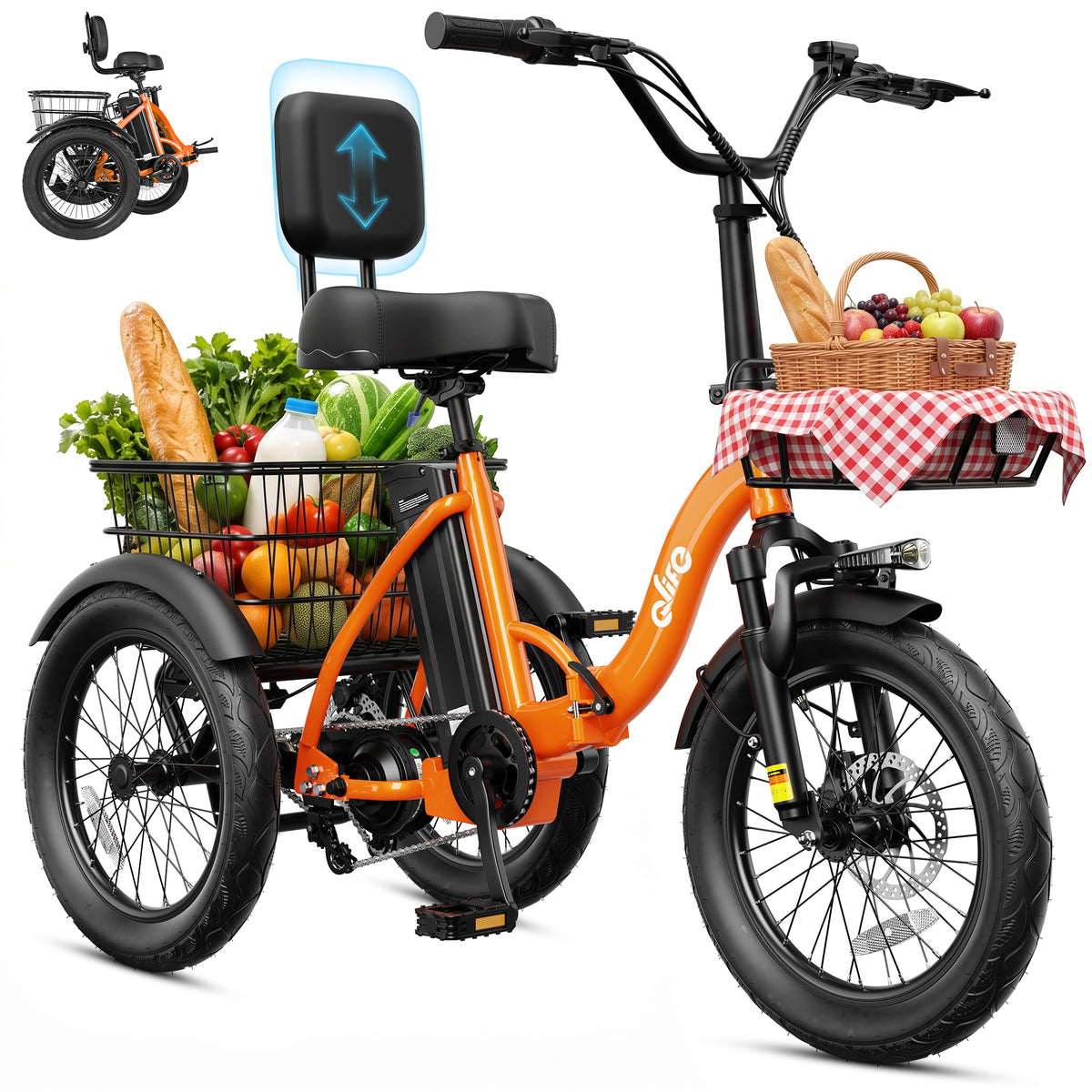 AA 57-new Actbest Electric Tricycle for Adults, 18" Folding Electric Trike, Peak 700W Motor 48V 10.4AH Etrike, 18MPH Up to 55 Miles 3-Wheel Electric Bike