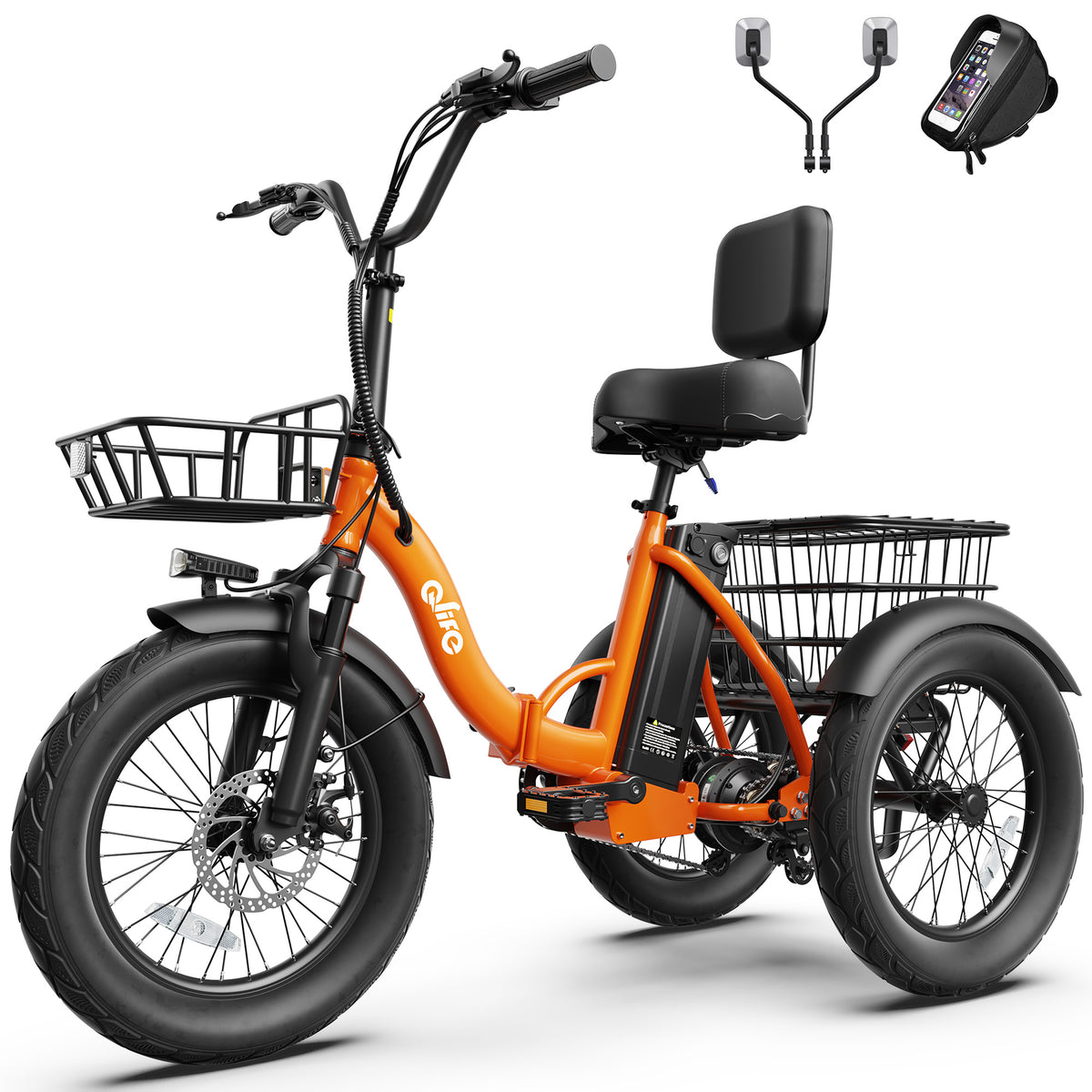 AA 57-new Actbest Electric Tricycle for Adults, 18" Folding Electric Trike, Peak 700W Motor 48V 10.4AH Etrike, 18MPH Up to 55 Miles 3-Wheel Electric Bike