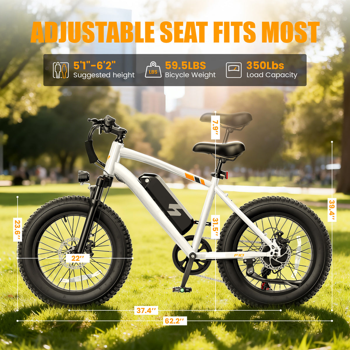 HP50 Hopepeak Racer Fat Tire Electric Bike for Adults, 48V 10.4AH Removable Battery with 500W Motor 28mph, Electric Mountain Bike, 20X4.0 Step-Over E-MTB with 7-Speed
