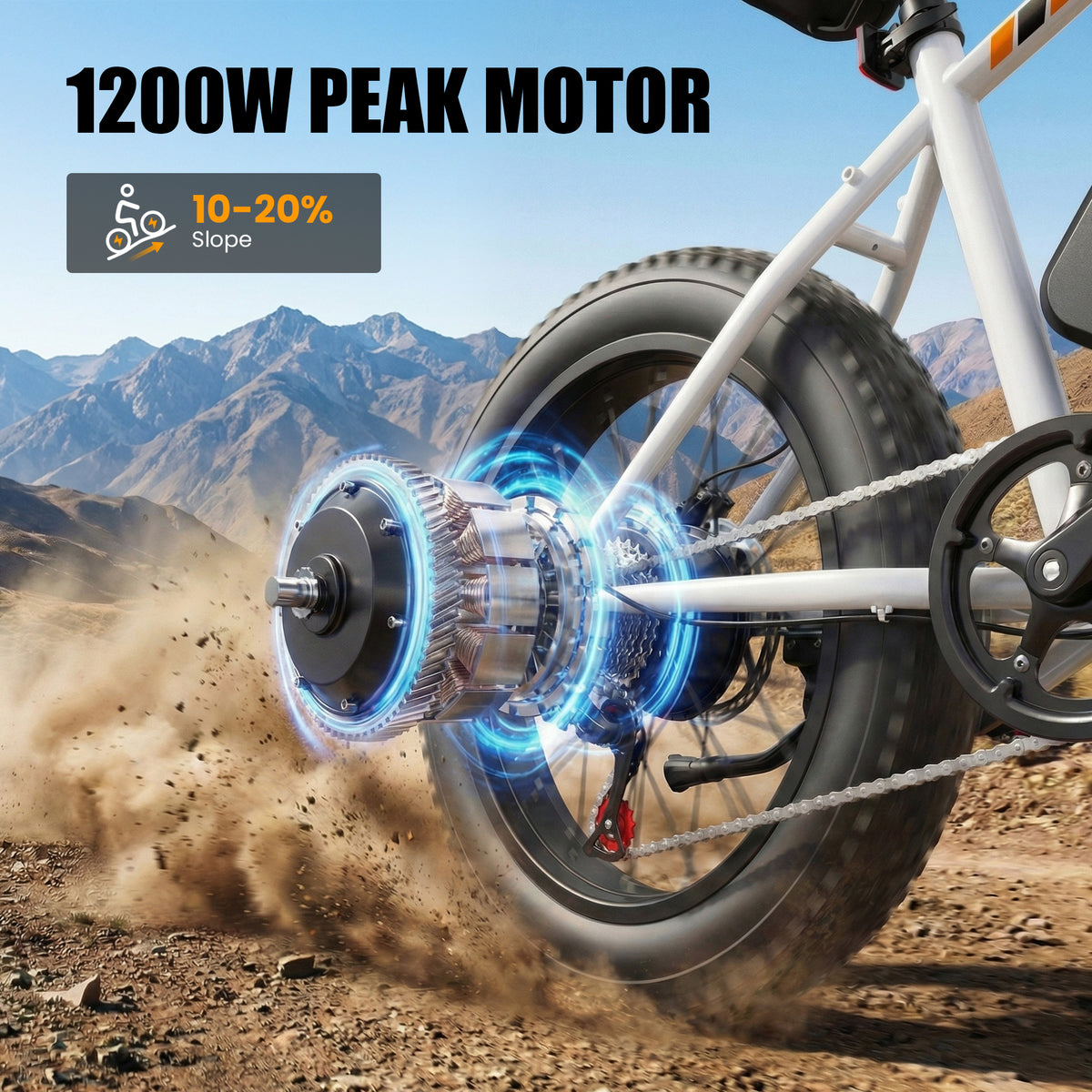 HP50 Hopepeak Racer Fat Tire Electric Bike for Adults, 48V 10.4AH Removable Battery with 500W Motor 28mph, Electric Mountain Bike, 20X4.0 Step-Over E-MTB with 7-Speed