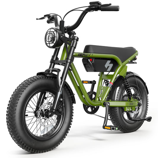 HP56 Hopepeak D10 Electric Bike for Teens Adults, 500W Motor up to 28mph, 48V 13Ah Battery 16"×4.0" Fat Tire E Bike, Disc Brakes, Full Suspension, Mountain Ebike