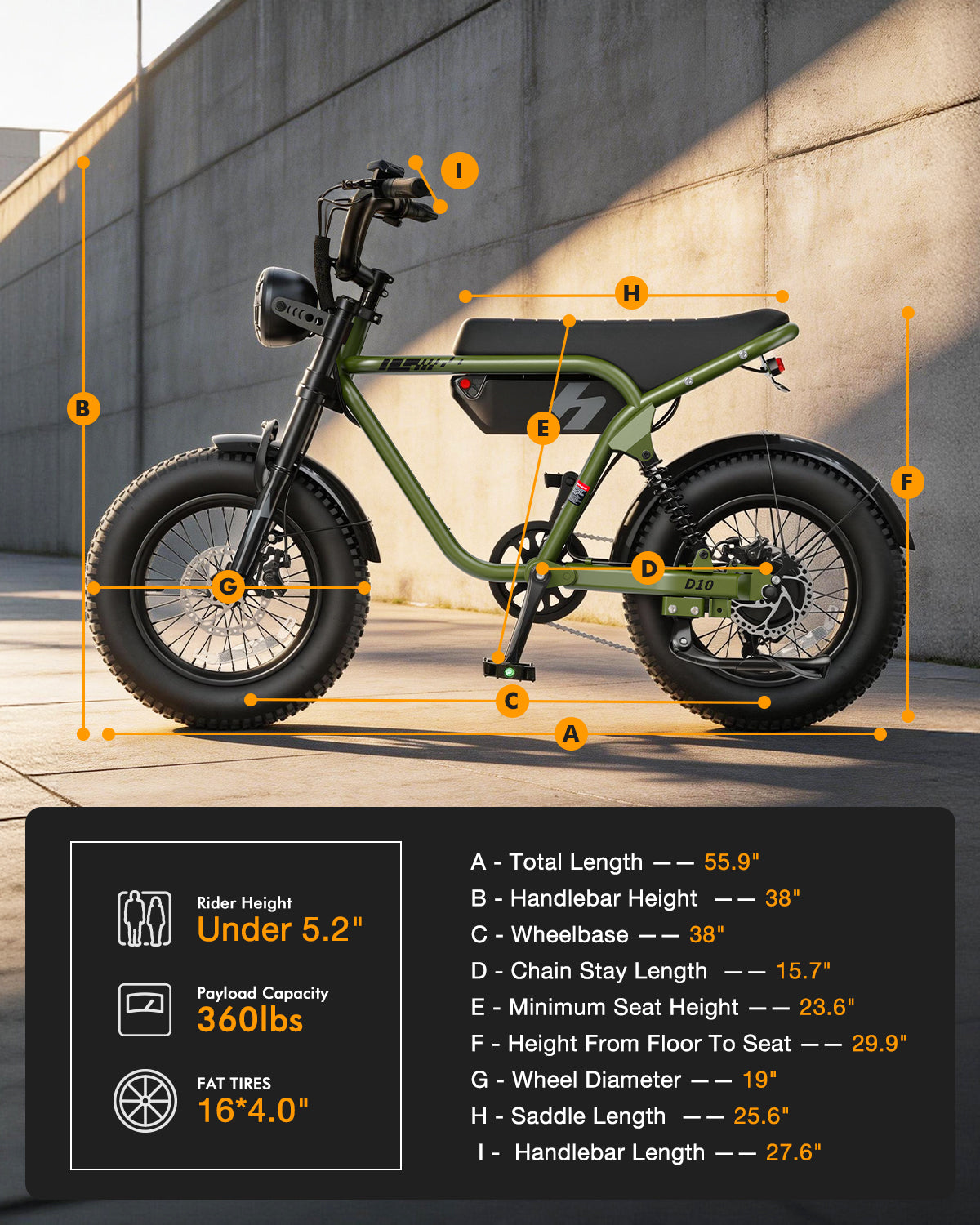 AA HP56-US Actbest Fat Tire Electric Bicycle, 16"x 4.0" Fat Tire Ebike, 750W 48V 13Ah 25MPH Full Suspension, Electric Bike for Adults