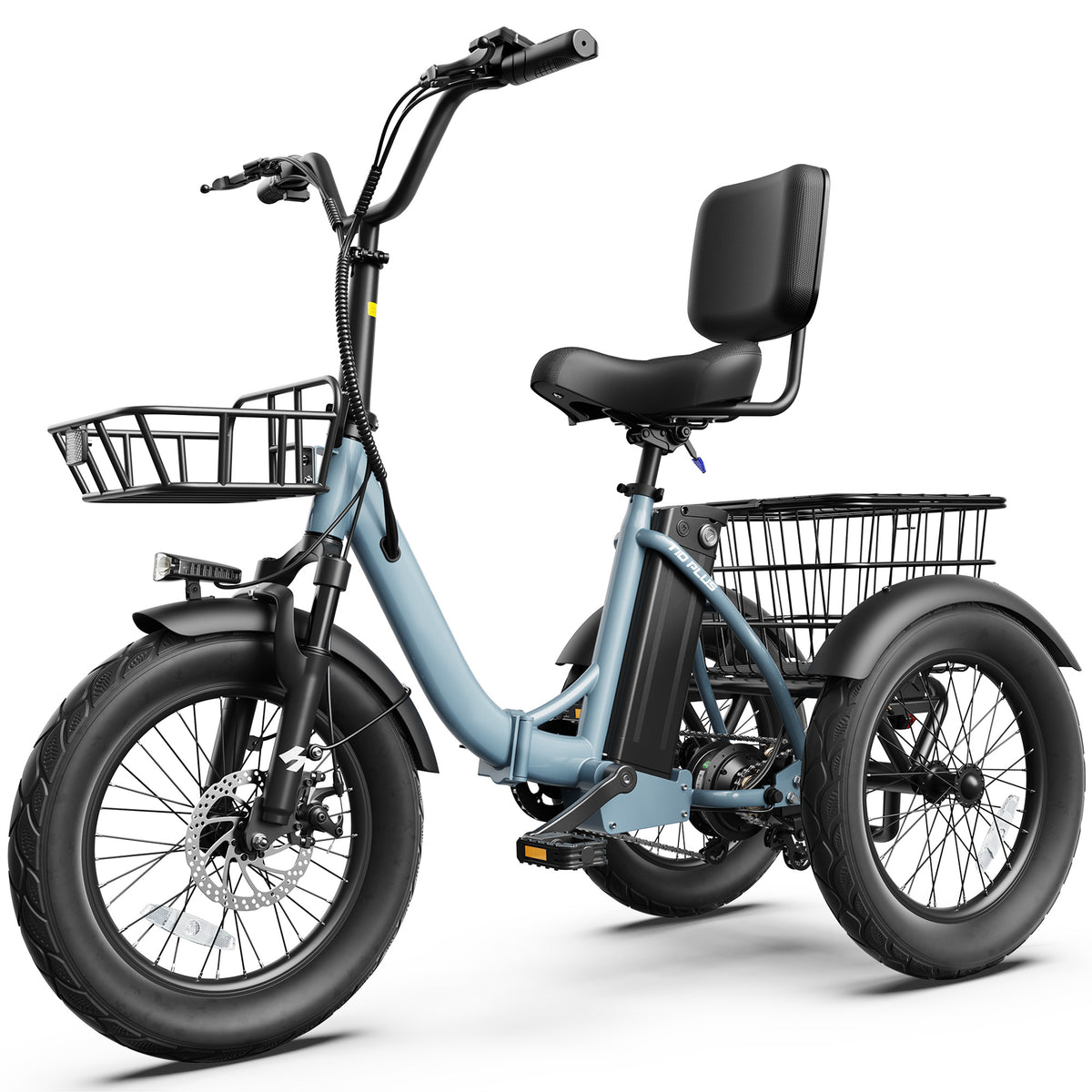 AA HP57 ActBest Folding 3‑Wheel Electric Tricycle for Adults/Seniors, 18"x3.0" Fat Tire E‑Trike, 750W(Peak1200W),48V 10.4Ah Battery, Ideal for Grocery Shopping, Walking Dogs, Carrying Cargo