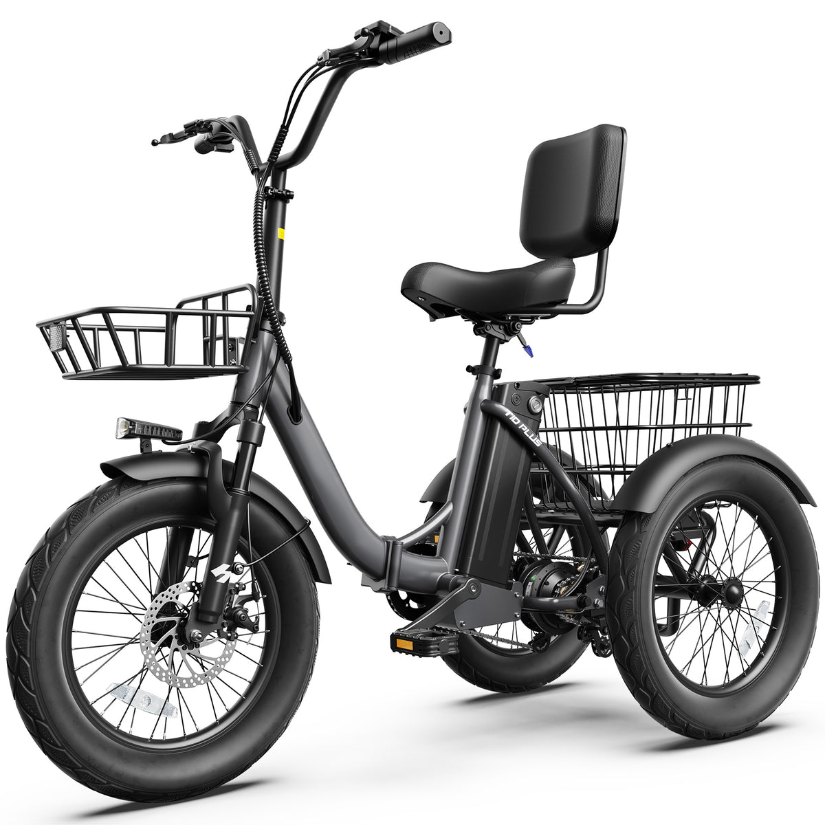 AA HP57 ActBest Folding 3‑Wheel Electric Tricycle for Adults/Seniors, 18"x3.0" Fat Tire E‑Trike, 750W(Peak1200W),48V 10.4Ah Battery, Ideal for Grocery Shopping, Walking Dogs, Carrying Cargo