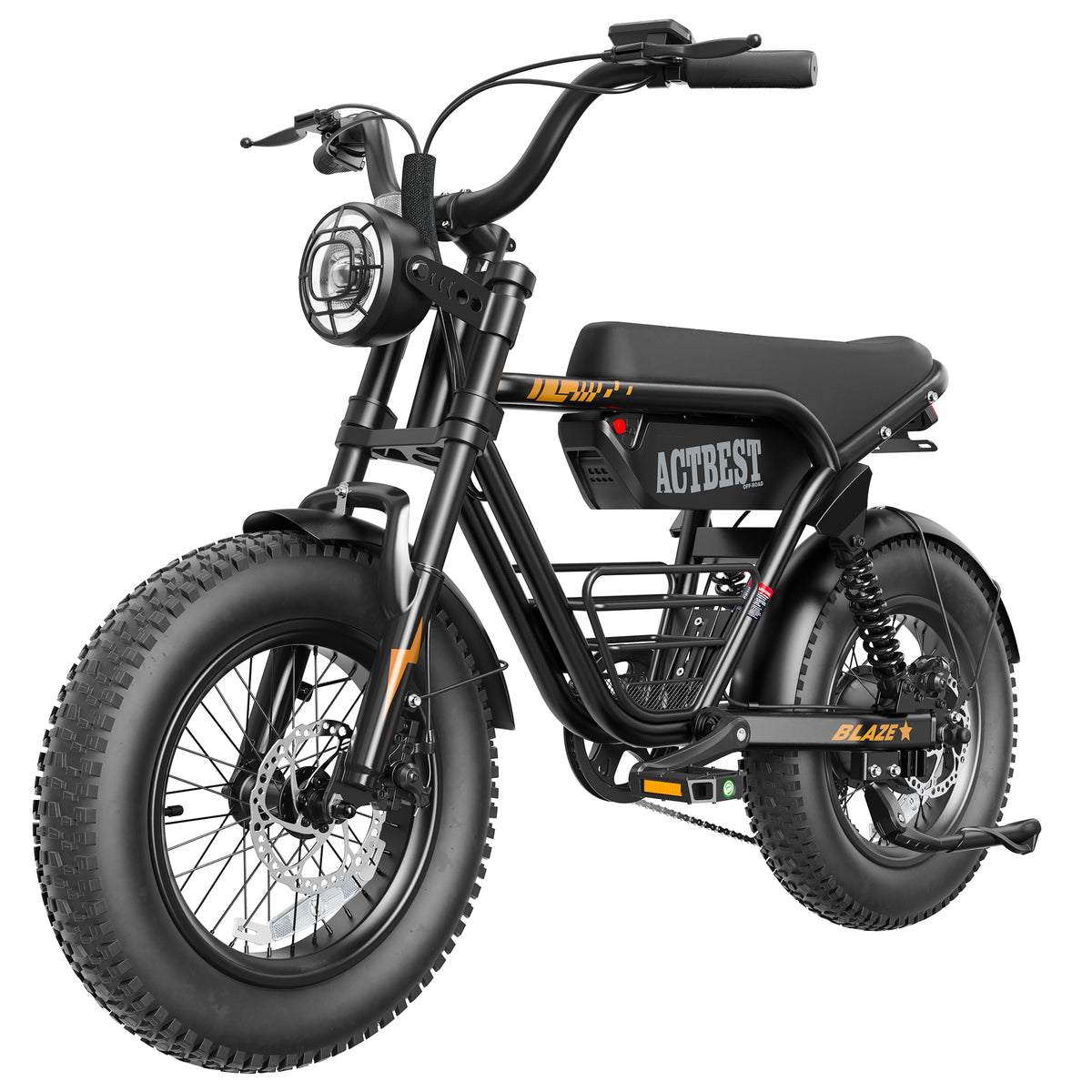 ACTBEST Blaze Electric Bike, 16"x4.0" Fat Tire Ebikes for Adults, 750W Peak 25 MPH Electric Mountain Bike, 48V 10.4 AH Battery, 7-Speed E-Bike with Free Lock