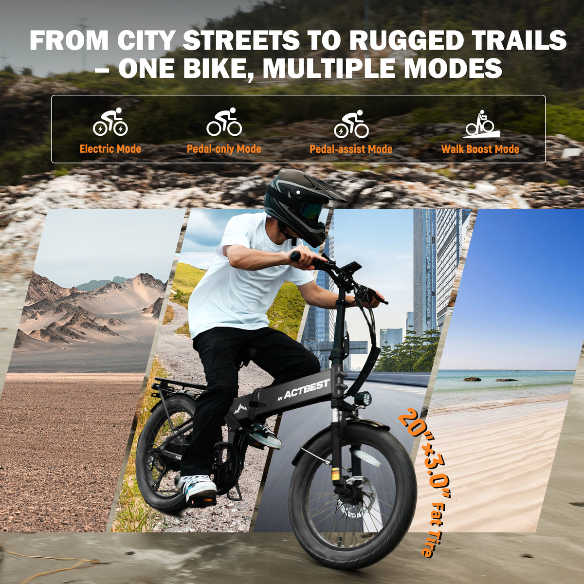 AT60 Actbest Summit Full Suspension Folding Electric Bike,Adults Ebike 500W Motor 28MPH Max Speed 48V 12AH Battery,20" Fat Tire Folding E Bicycle