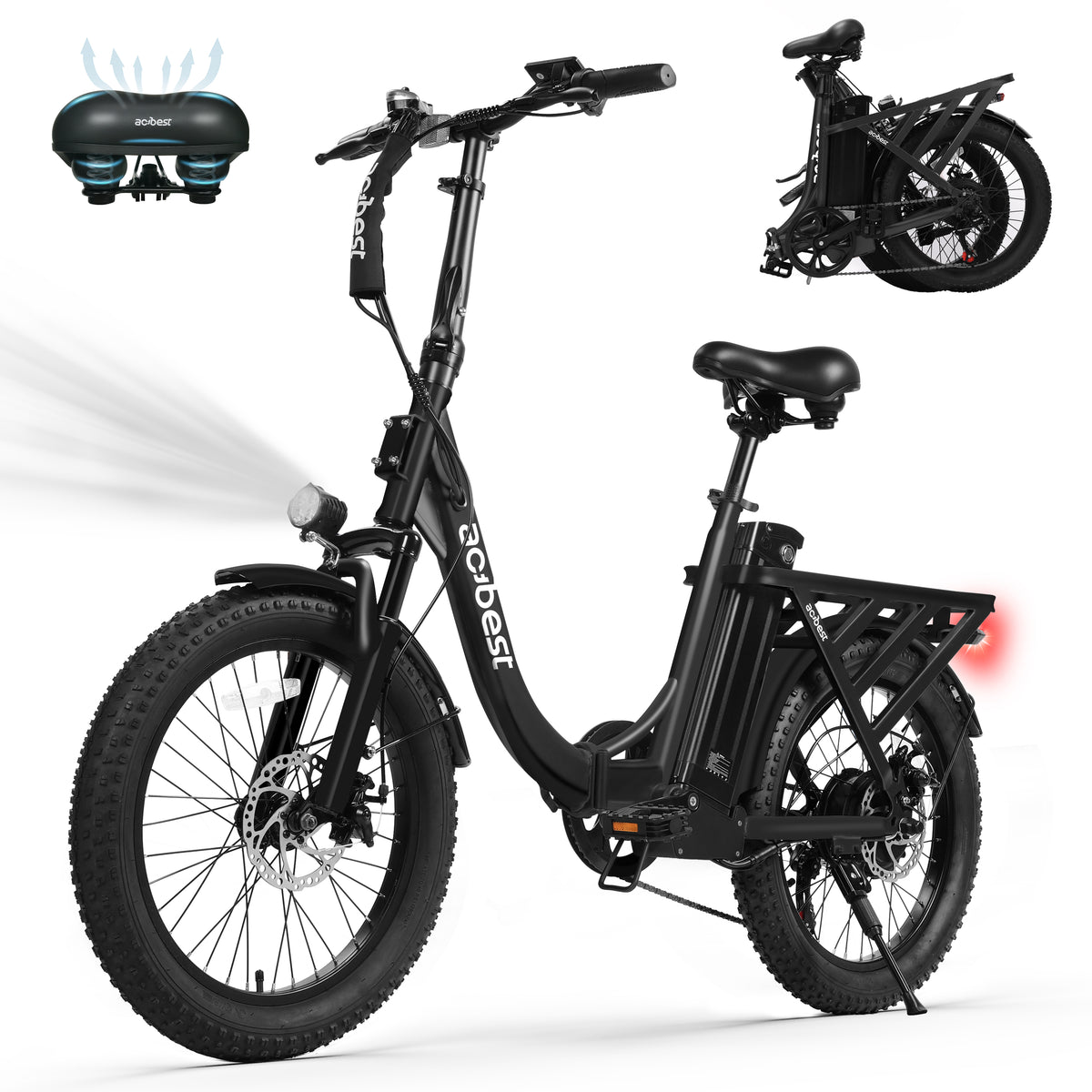 AT28 Actbest Mars Electric Bike for Adults, 20" Fat Tire Folding Ebike with 500W Motor, 7 Speed Max 28MPH 48V 13.5AH, Adjustable Bike Stem