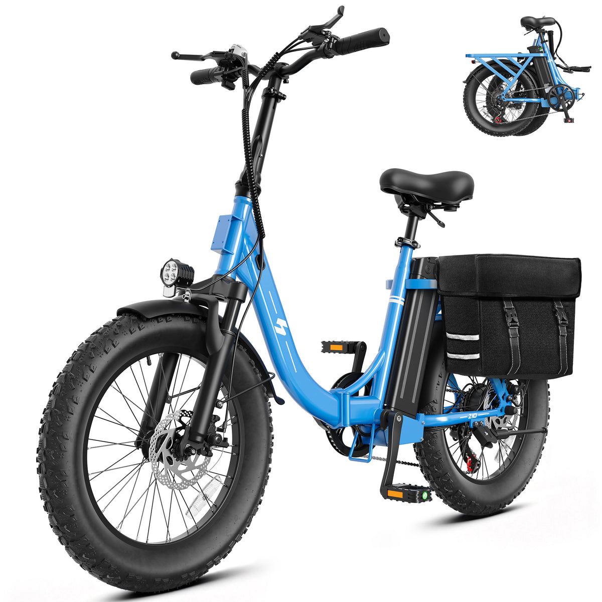 HP28 Hopepeak Z10 Folding Electric Bike for Adults, 500W Motor 28 MPH, 48V 13.5Ah Removable Battery, 20" Fat Tire Foldable EBike with 7-Speed