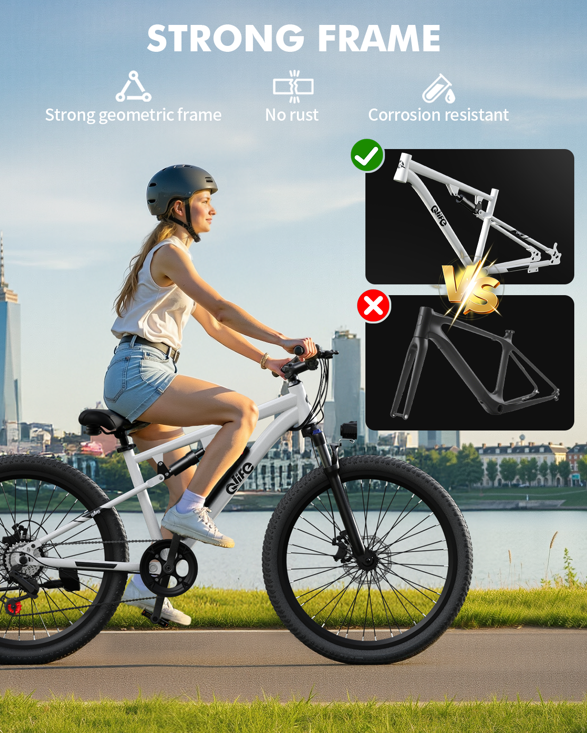 AA 2026p-new Qlife Racer Electric Bike for Adults, 26" Tires, 21-Speed, Up to 40 Miles with 350W Motor,48V 7.8Ah Removable Battery, Mountain Lightweight Ebike