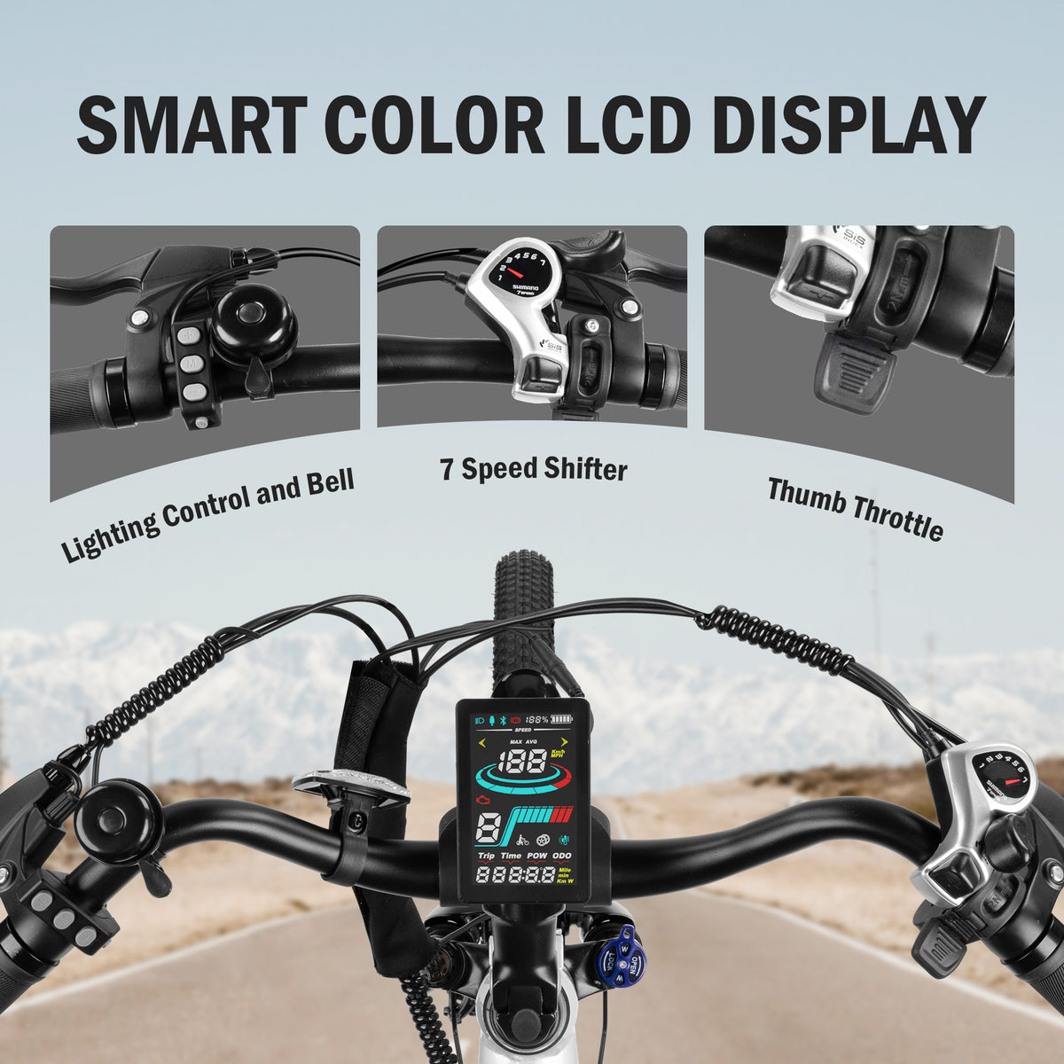 AA AT4926 Actbest 26" Electric Bike for Woman, Peak 1200W, 500Wh Removable Battery, 3 Riding Modes, 48V 10.4Ah, Front Suspension, 7-Speed, Cruise Ebike for Adults, Electric Bicycles