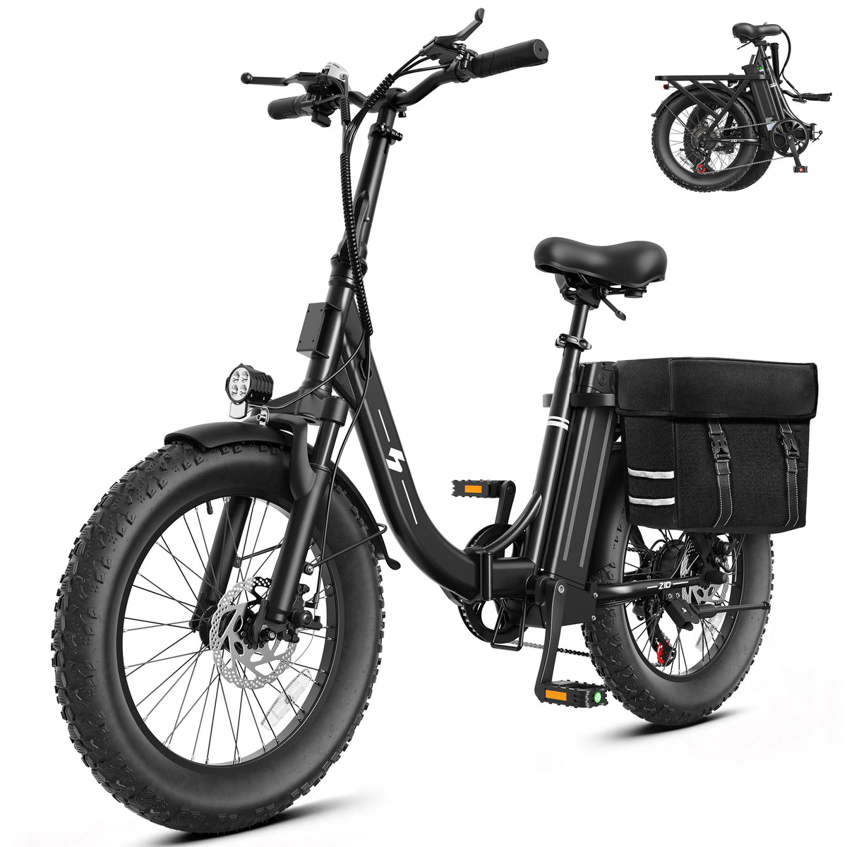 HP28 Hopepeak Z10 Folding Electric Bike for Adults, 500W Motor 28 MPH, 48V 13.5Ah Removable Battery, 20" Fat Tire Foldable EBike with 7-Speed