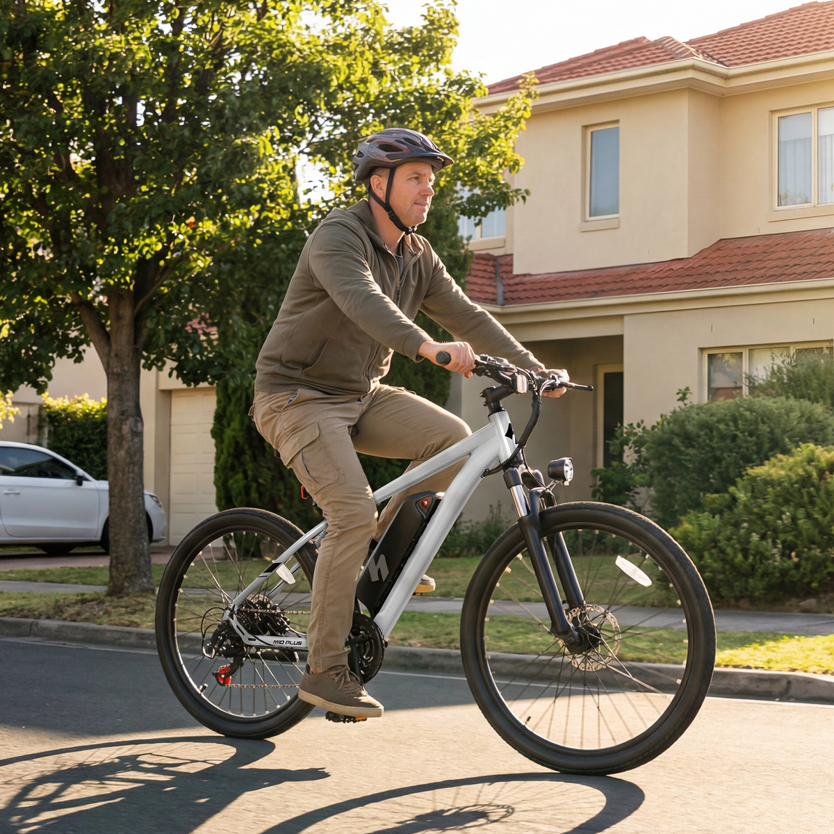 EB20-26P Qlife 26" Adult Electric Mountain Bike, 48V 7.8Ah Removable Battery, Max 28MPH, 7‑Speed, Lock‑Out Suspension, 350W Hub‑Motor Mechanical Disc‑Brake eBike for men&women