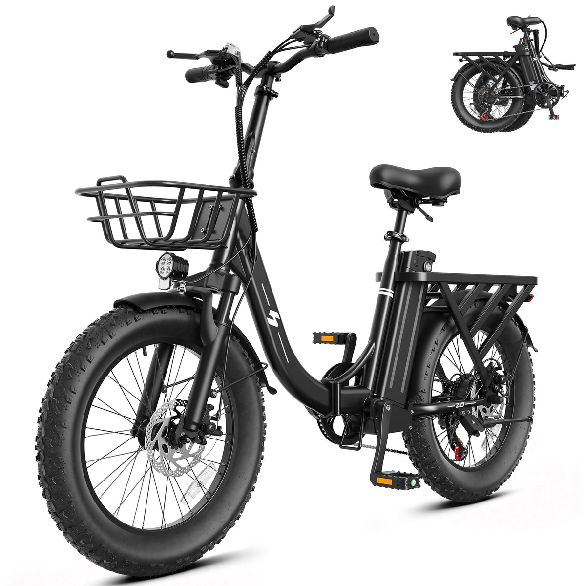 HP28 Hopepeak Z10 Folding Electric Bike for Adults, 500W Motor 28 MPH, 48V 13.5Ah Removable Battery, 20" Fat Tire Foldable EBike with 7-Speed
